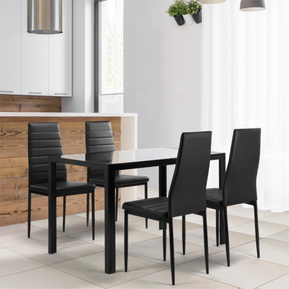 4-Faux-Leather-Chairs-With-Metal-Frame-Contemporary-Black-5-Pieces-Dining-Table-Set-Kitchen-Room