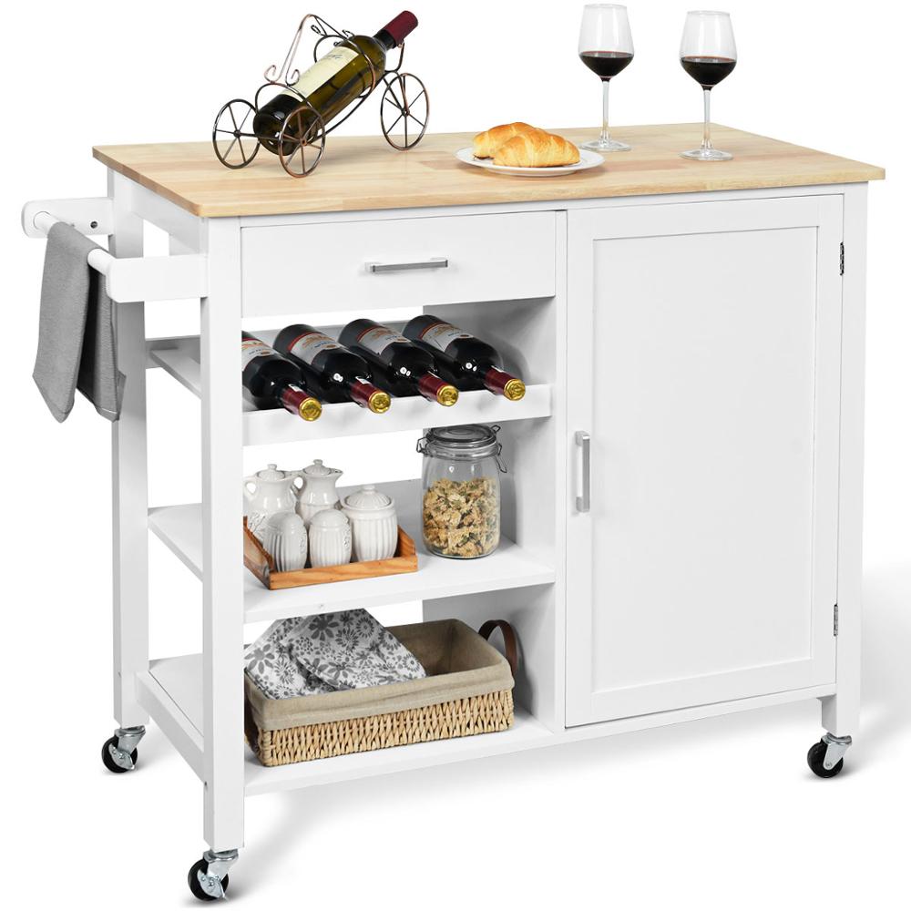 4-Tier-Wood-Kitchen-Island-Trolley-Cart-Storage-Cabinet-w-Wine-Rack-Drawer-HW66112