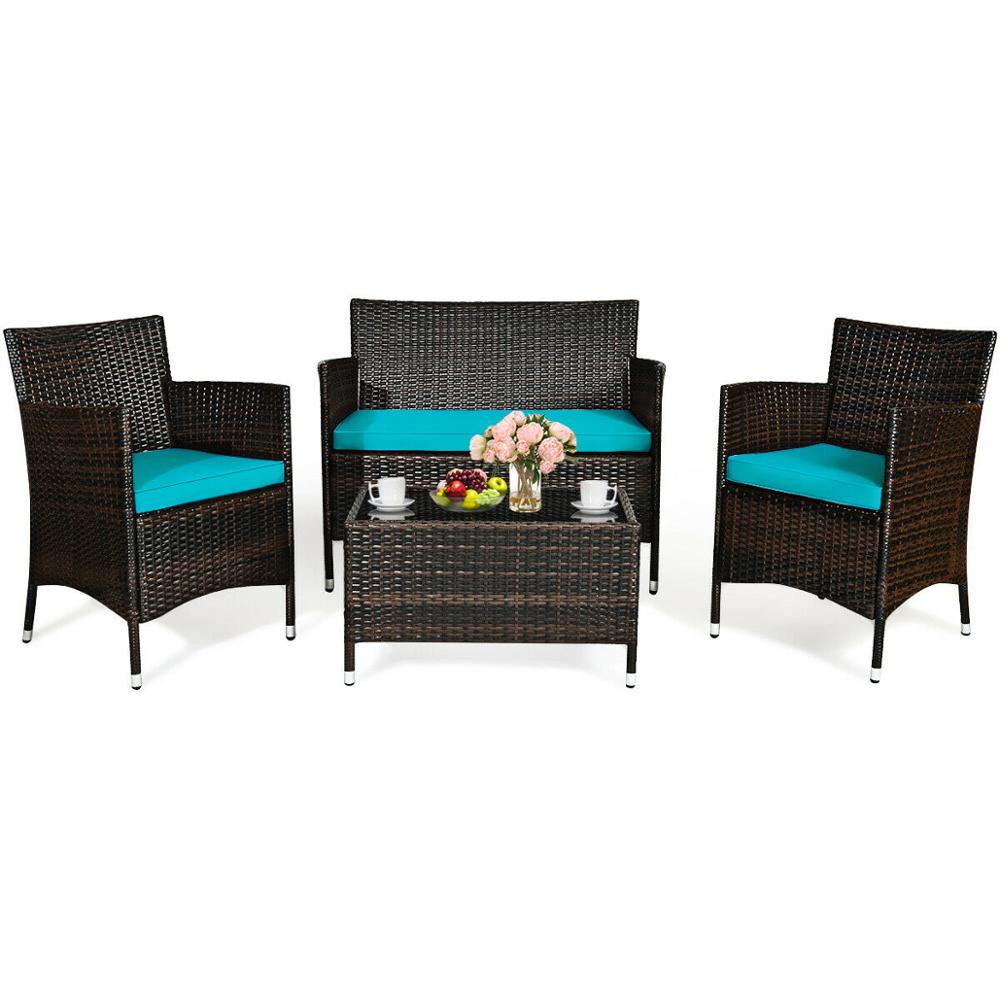 4PCS-Rattan-Patio-Furniture-Set-Cushioned-Sofa-Chair-Coffee-TableTurquoise-HW63214