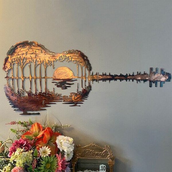 Abstract Guitar Metal Art Metal Wrought Iron Forest Guitar Indoor Outdoor Courtyard Decoration