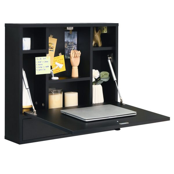 Costway Wall-Mount Floating Desk Foldable Space Saving Laptop Workstation