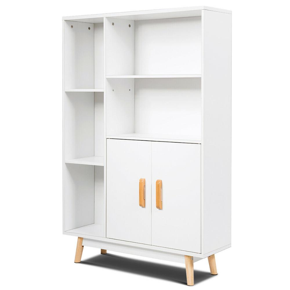 Floor-Storage-Cabinet-Free-Standing-Wooden-Display-Bookcase-Side-Decor-Furniture-HW63875