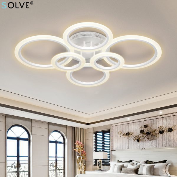 Modern LED Ceiling Light 4/6/9 Rings 48/72/120W Stepless Dimming Remote Control Ceil Lamp
