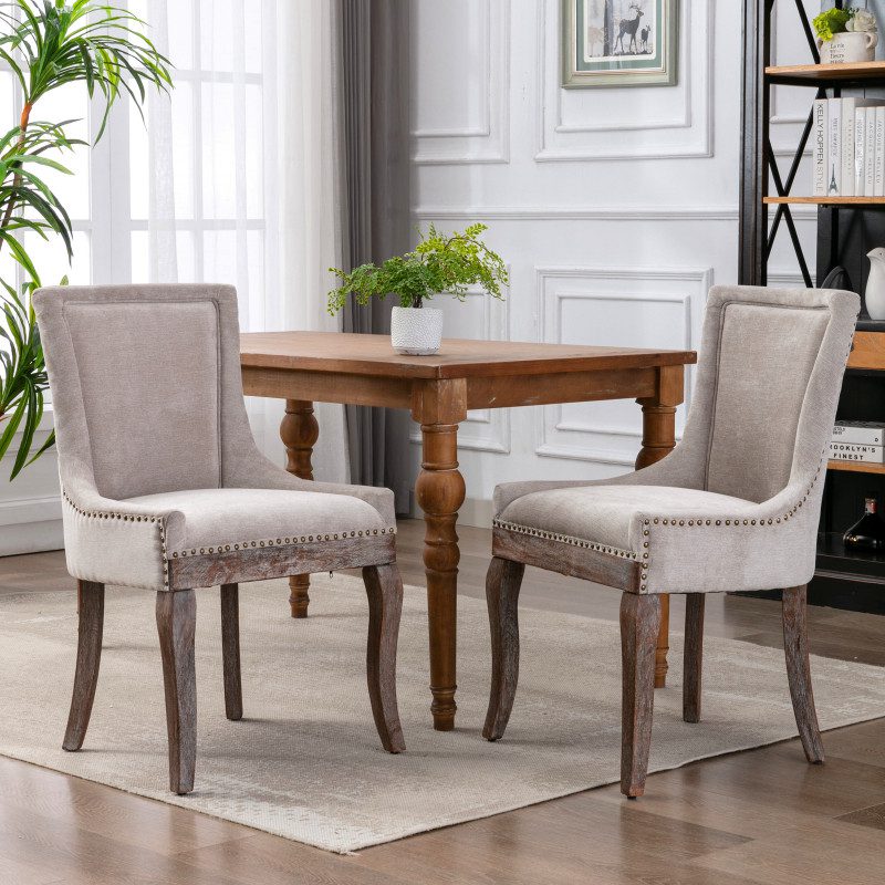 Set-of-2-Dining-Chair-Thickened-Fabric-Chairs-with-Neutrally-Toned-Solid-Wood-Legs-Bronze-Nail