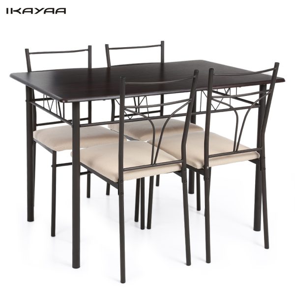 5 pcs Dining Tables And Chairs Set Modern Metal Frame Dinning